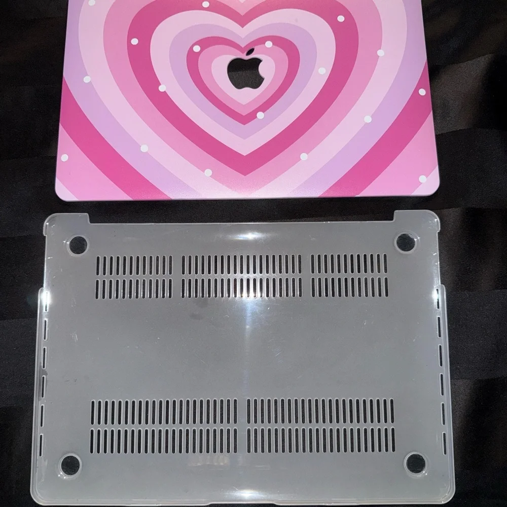 Apple Pink and Gray MacBook Laptop with Heart Design Pro 13 A2338 M1 A2251 A2289